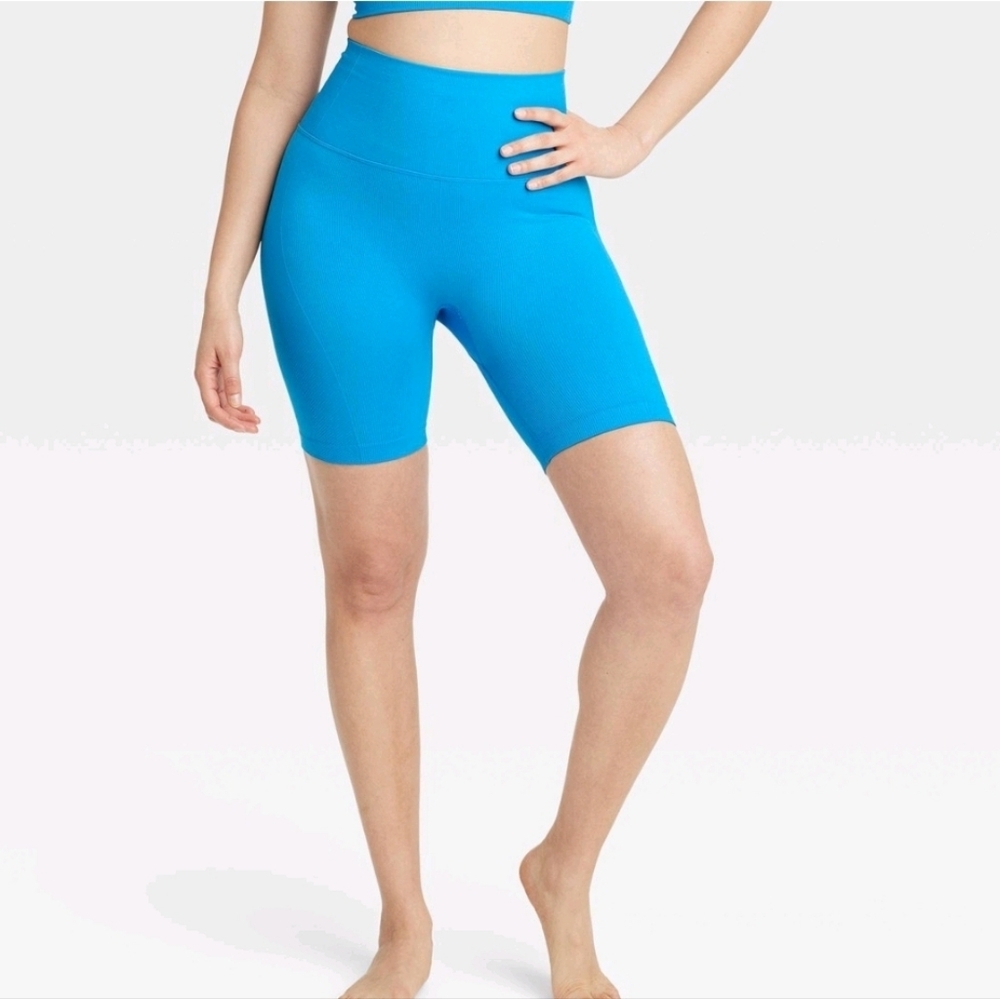 Women's Seamless High-Rise Rib Bike Shorts 6" - All In Motion Blue S